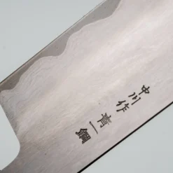 Nakagawa Satoshi Aogami Etched Damast Ebony Horn Kiritsuke 23 cm