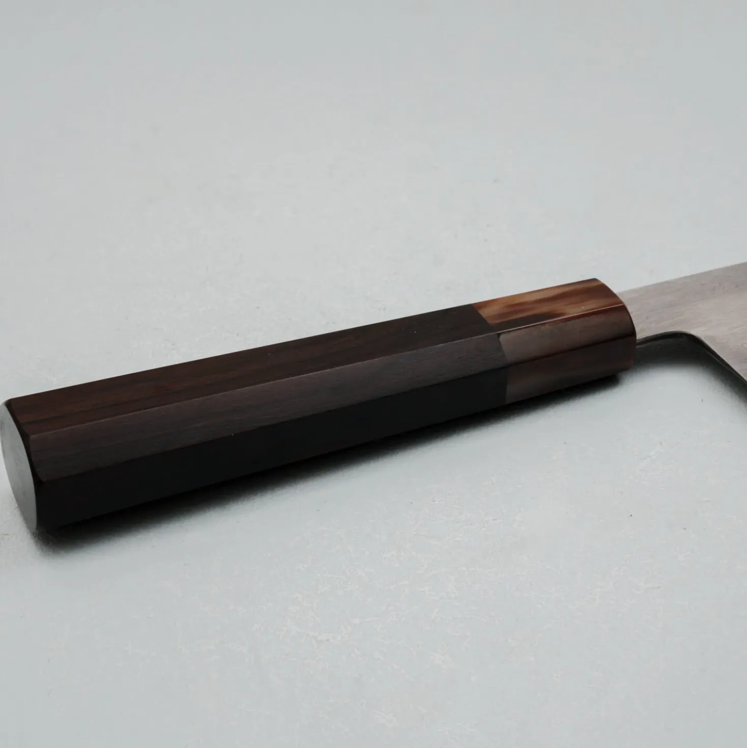 Nakagawa Satoshi Aogami Etched Damast Ebony Horn Kiritsuke 23 cm