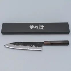 Naoki Mazaki Shirogami #2 Kurouchi African Blackwood Horn Gyuto 21 cm