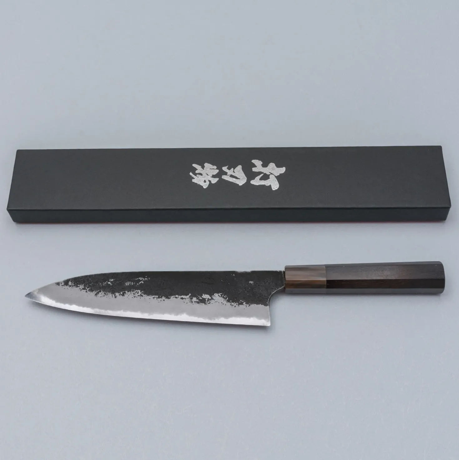 Naoki Mazaki Shirogami #2 Kurouchi African Blackwood Horn Gyuto 21 cm