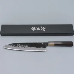 Naoki Mazaki Shirogami #2 Kurouchi African Blackwood Horn Gyuto 24 cm