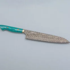 Nigara SG2 Damast Premium Turquoise Gyuto 24 cm