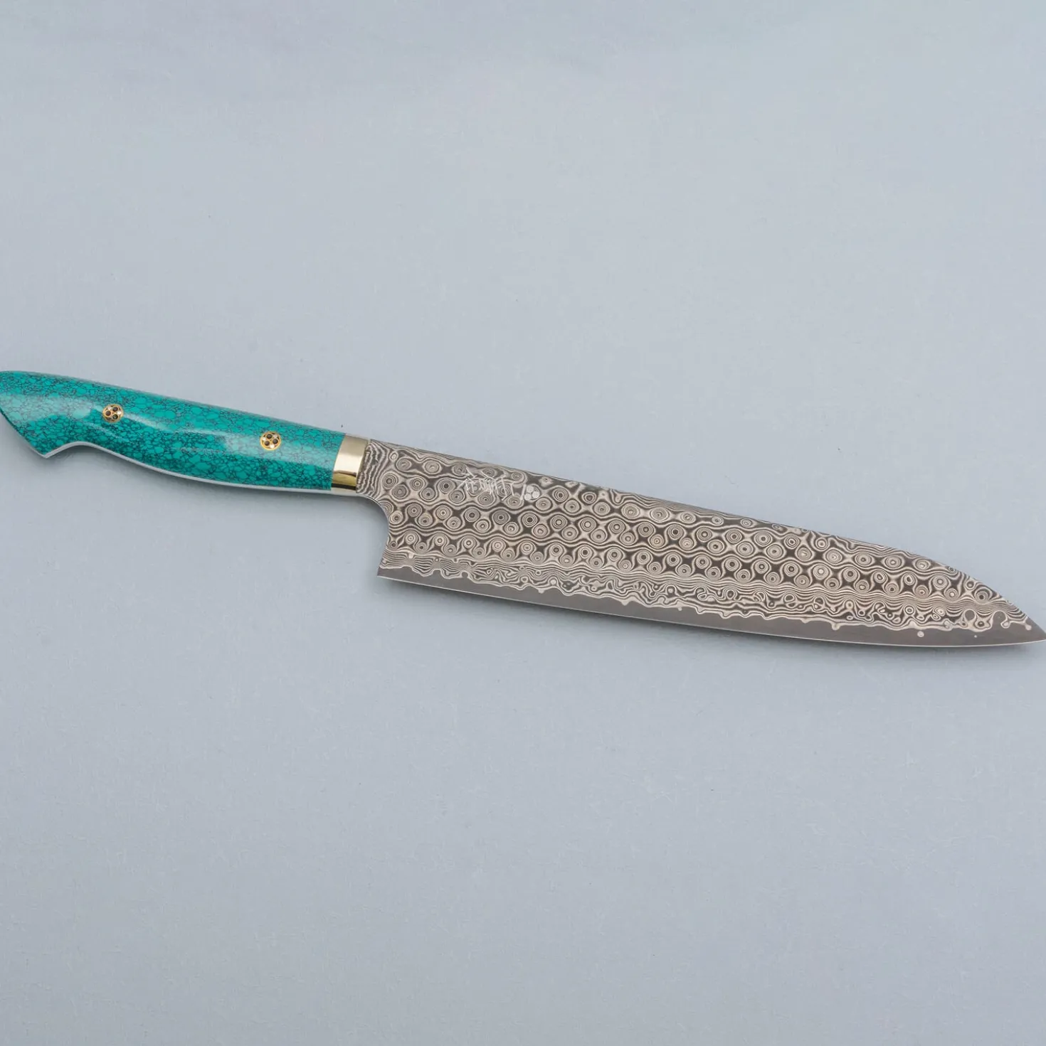 Nigara SG2 Damast Premium Turquoise Gyuto 24 cm