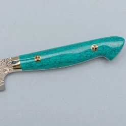 Nigara SG2 Damast Premium Turquoise Kiritsuke Petty 15 cm