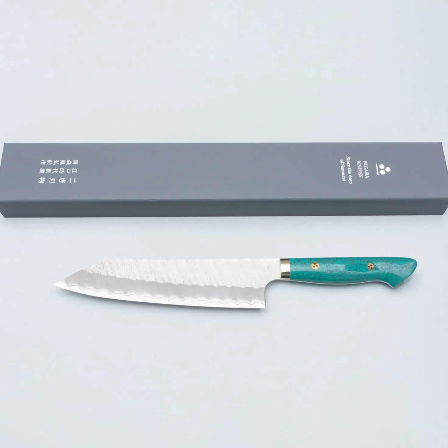 Nigara SG2 Tsuchime Migaki Premium Turkoois Kiritsuke 21 cm