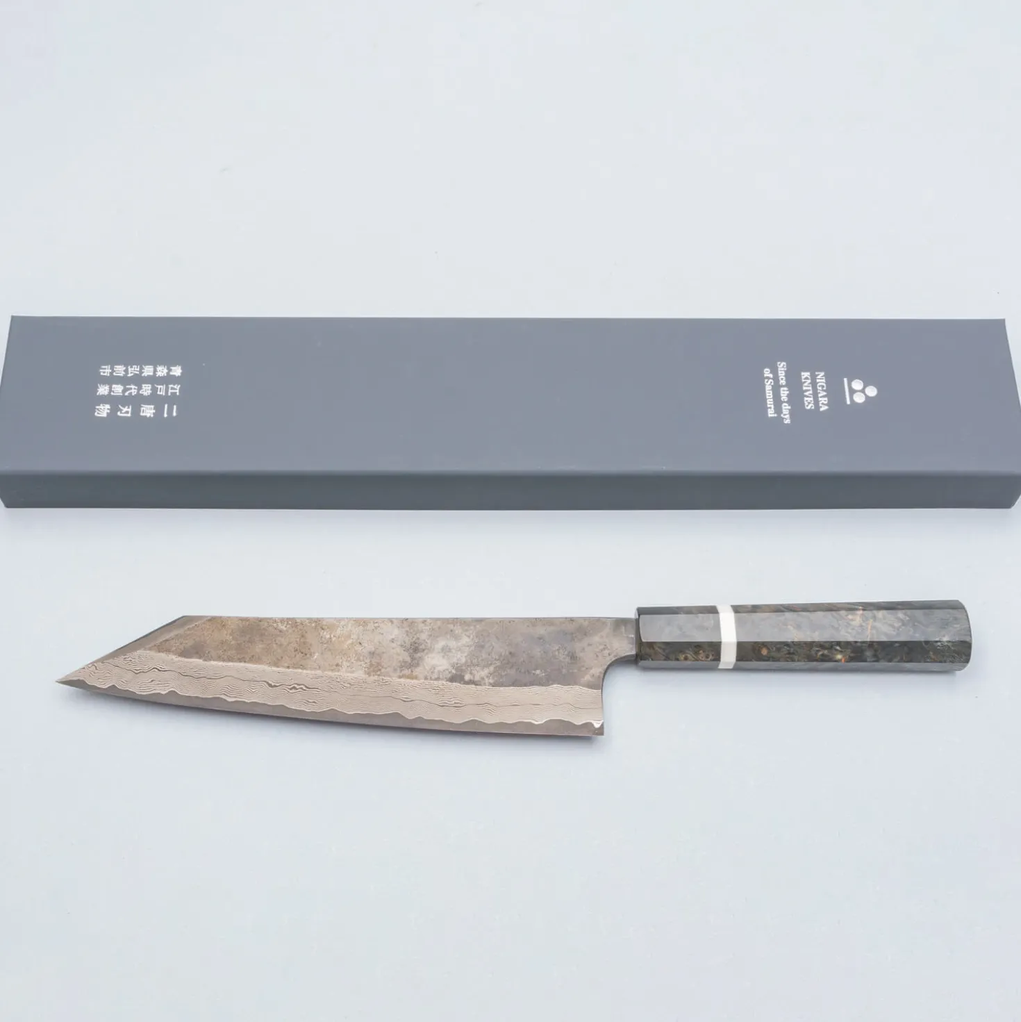 Nigara Silver 3 Damast Etched Kiritsuke 24 cm