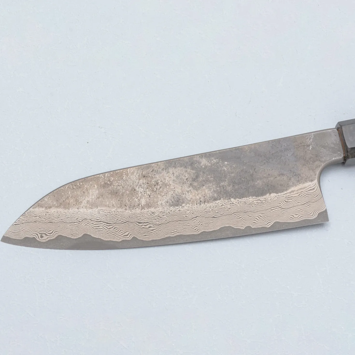 Nigara Silver 3 Damast Etched Santoku 18 cm