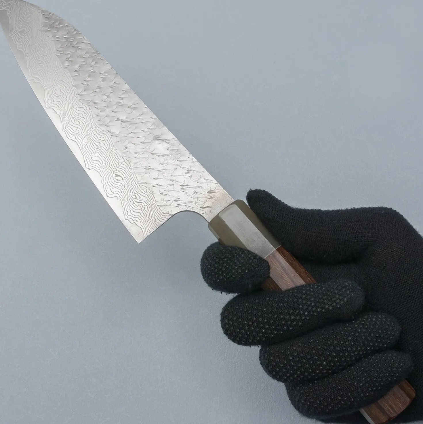 Nigara STRIX Tsuchime Migaki Rosewood Santoku 16.5 cm