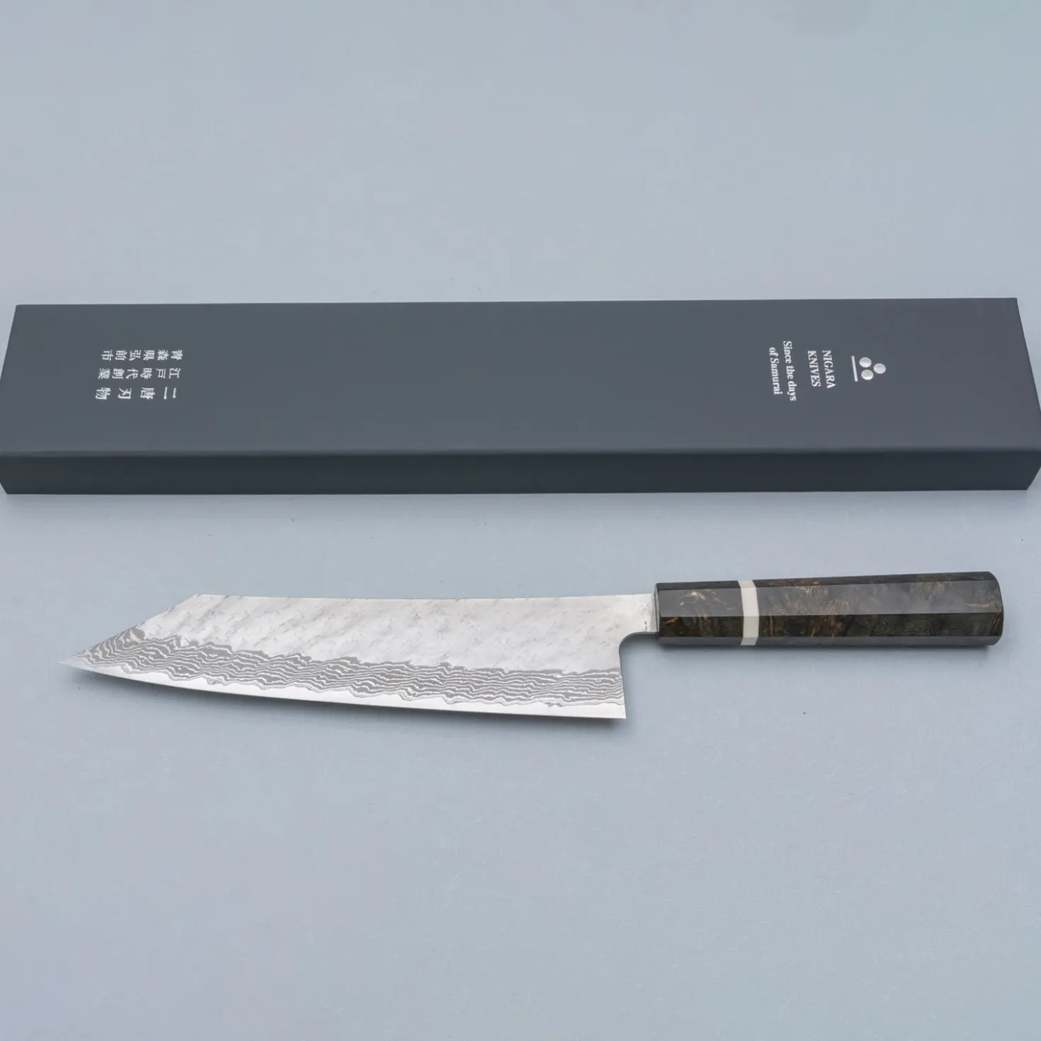 Nigara VG10 Tsuchime Damast Migaki Birch Kiritsuke 24 cm