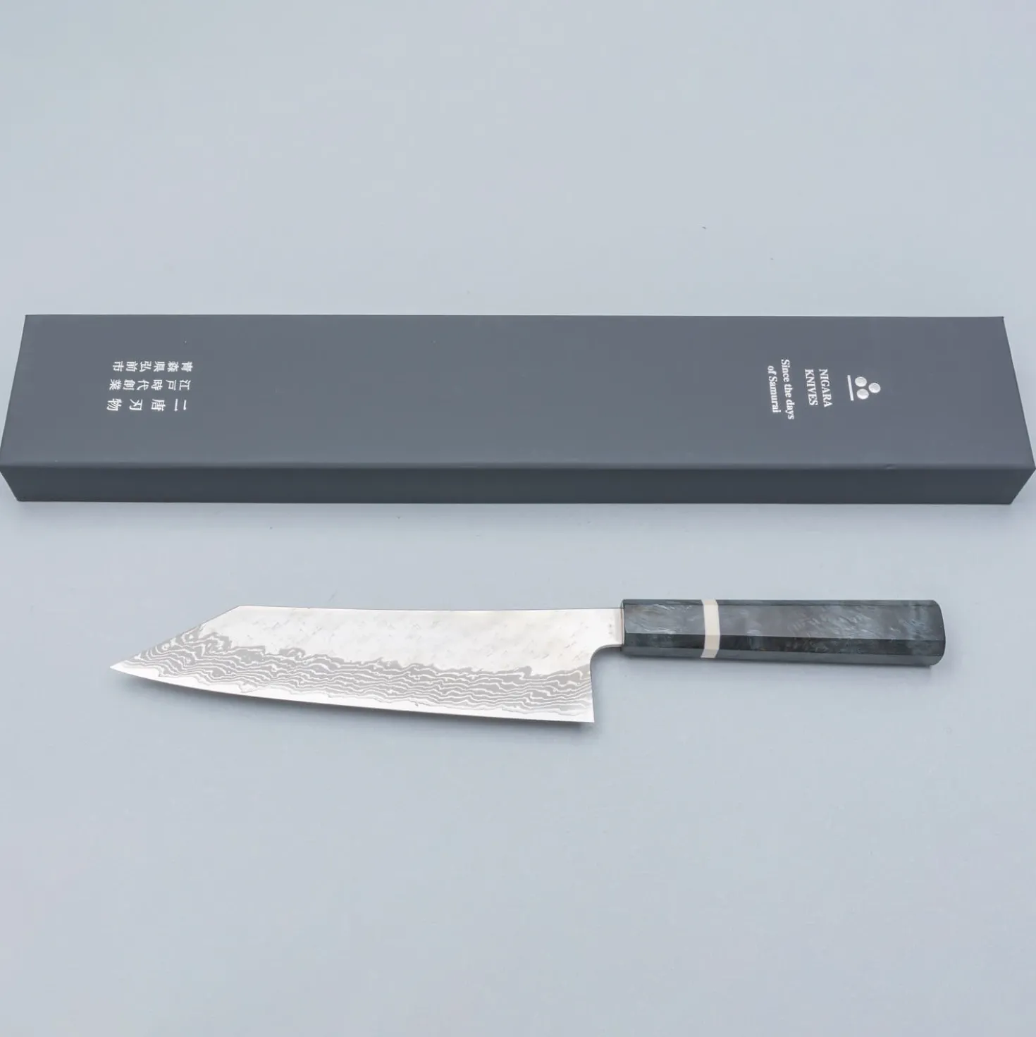 Nigara VG10 Tsuchime Damast Migaki Birch Kiritsuke 21 cm