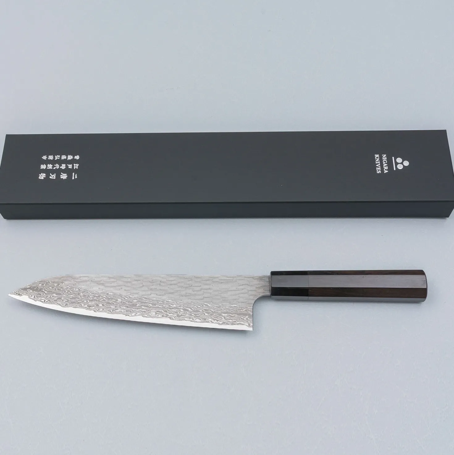 Nigara VG-XEOS Tsuchime Migaki Ebony Gyuto 21 cm