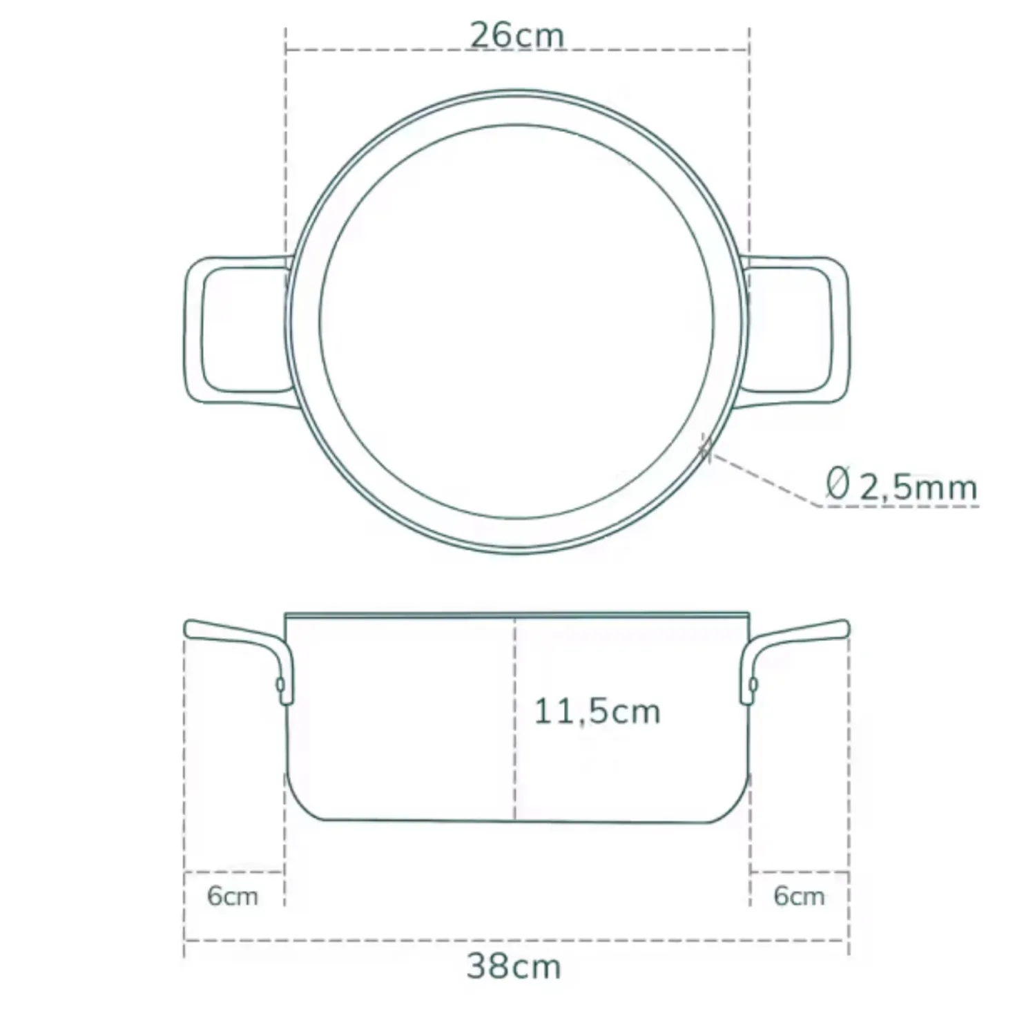 Olavson Classic Kookpan Met Koperen Kern 26 x 11.5 cm