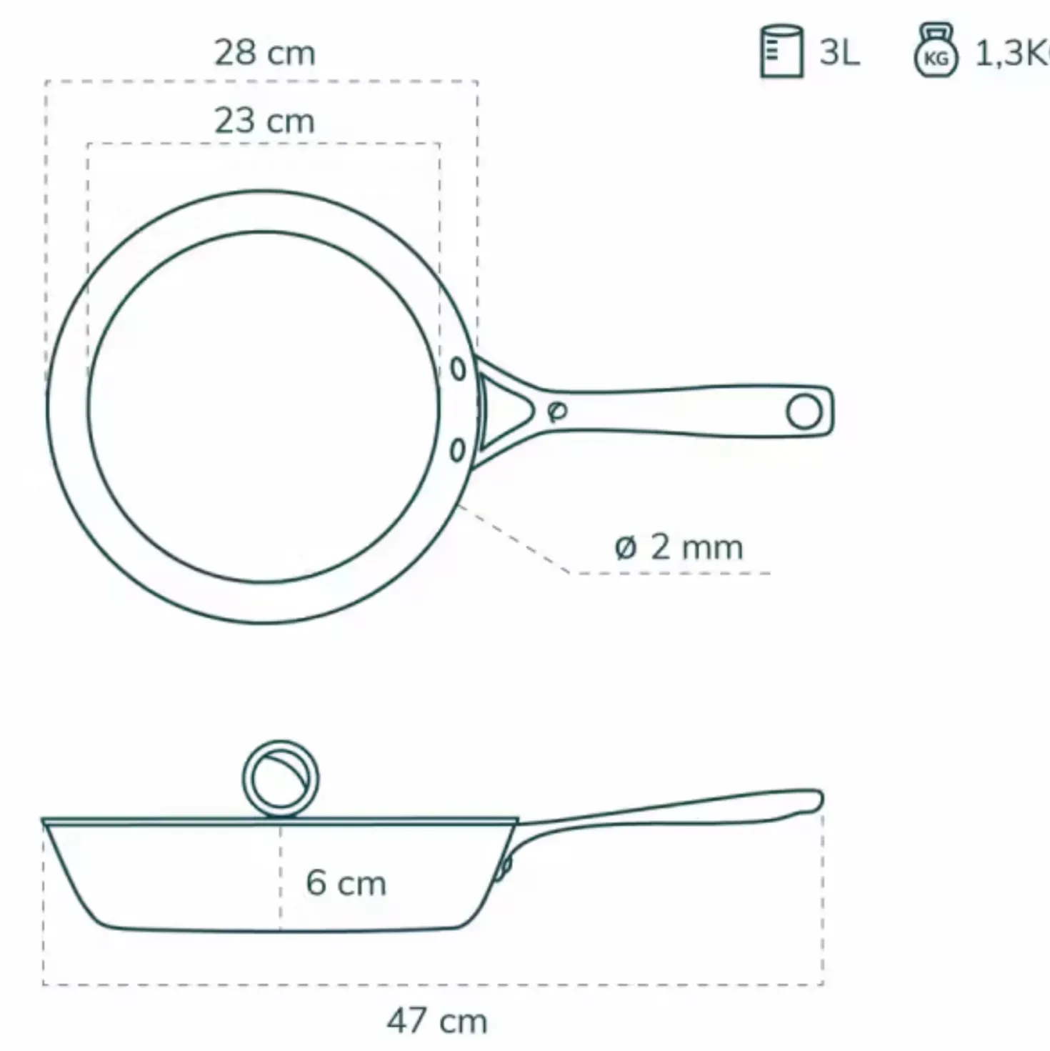 Olavson Koekenpan Ongecoat Met Deksel 28 cm