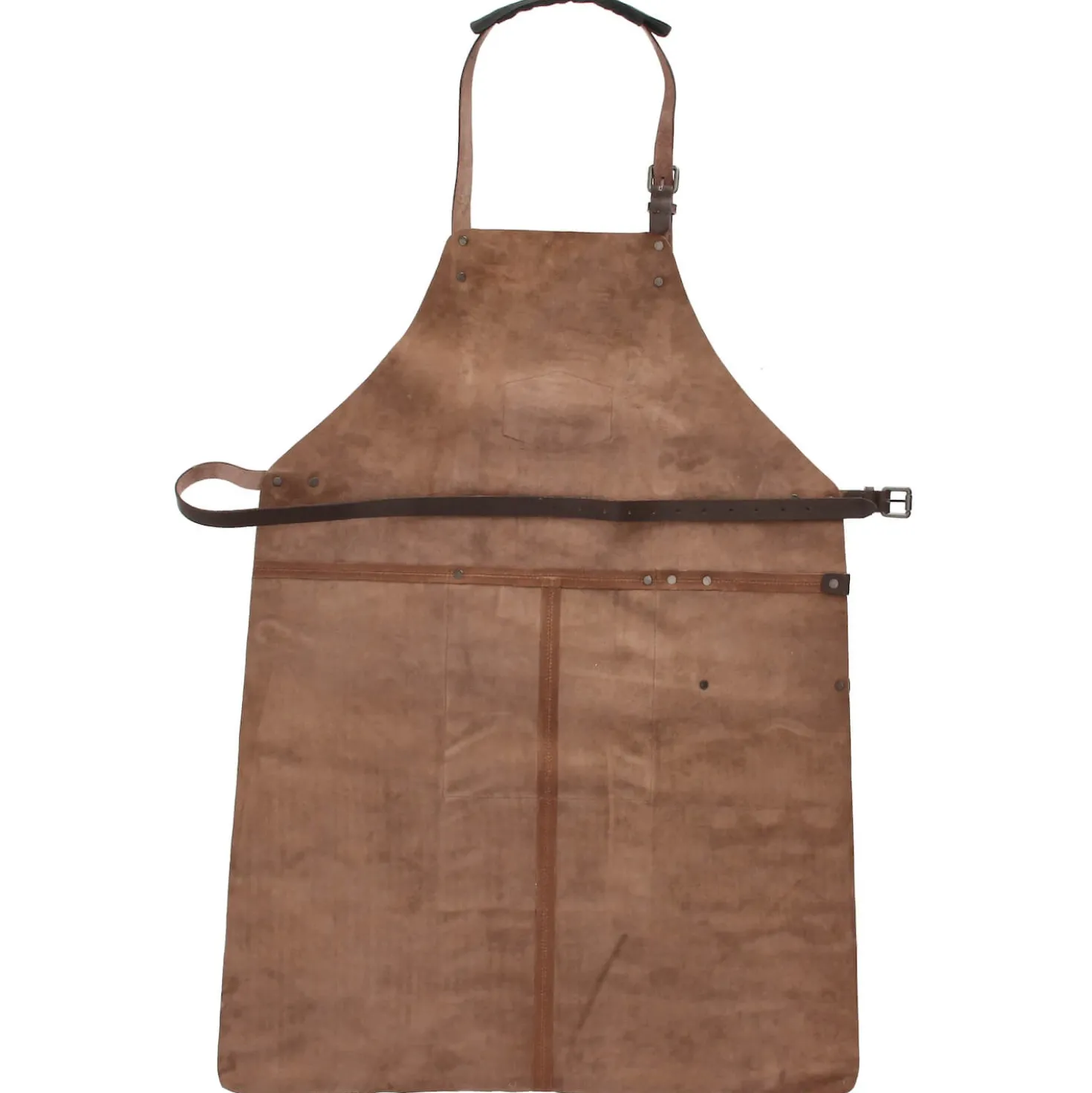 Old West Leren Schort Cognac