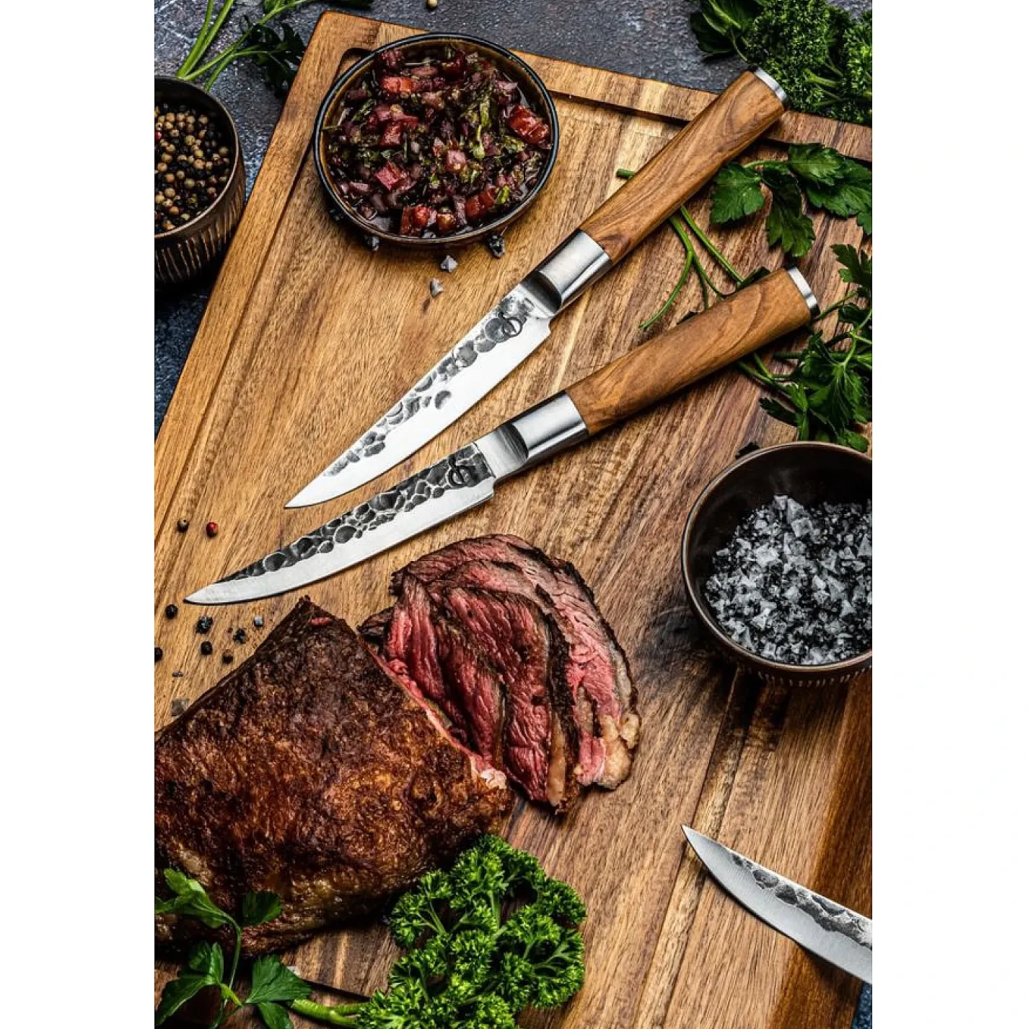 Olive Forged Steakmessenset 4-delig