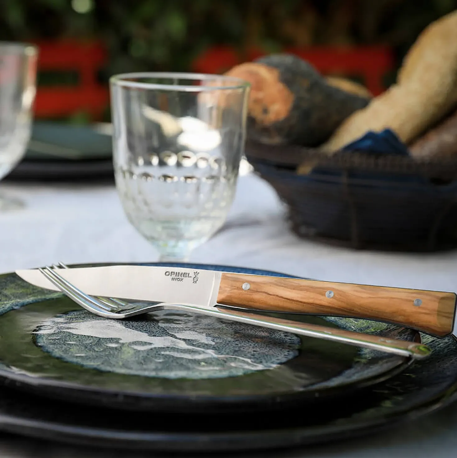 Opinel Facette Steakmessen Olijfhout (4 stuks)