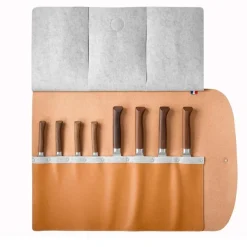 Opinel Leren Messenmap Lichtbruin 8 vaks