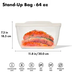 Oxo Herbruikbare Siliconen Zak Stand-Up 1.8 liter Breed