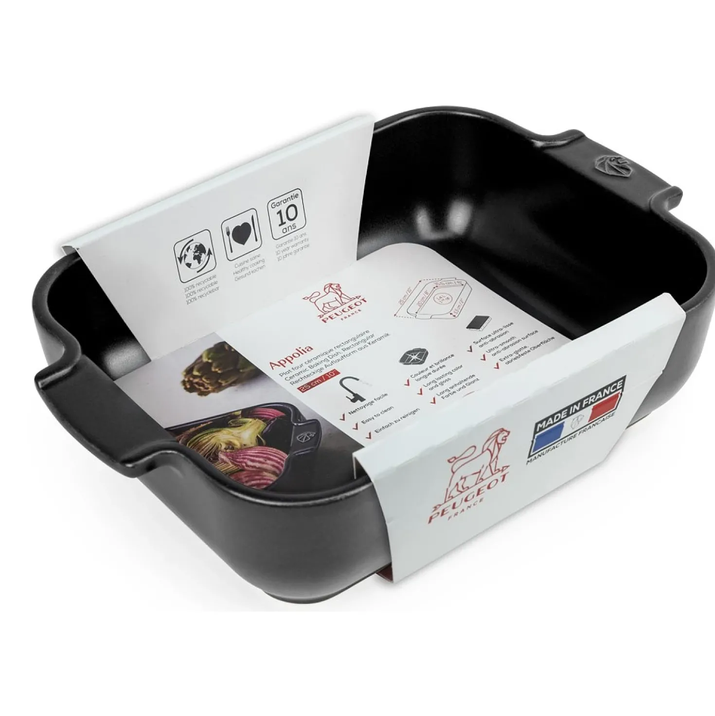 Peugeot Appolia Ovenschaal Rechthoek 25 cm Zwart