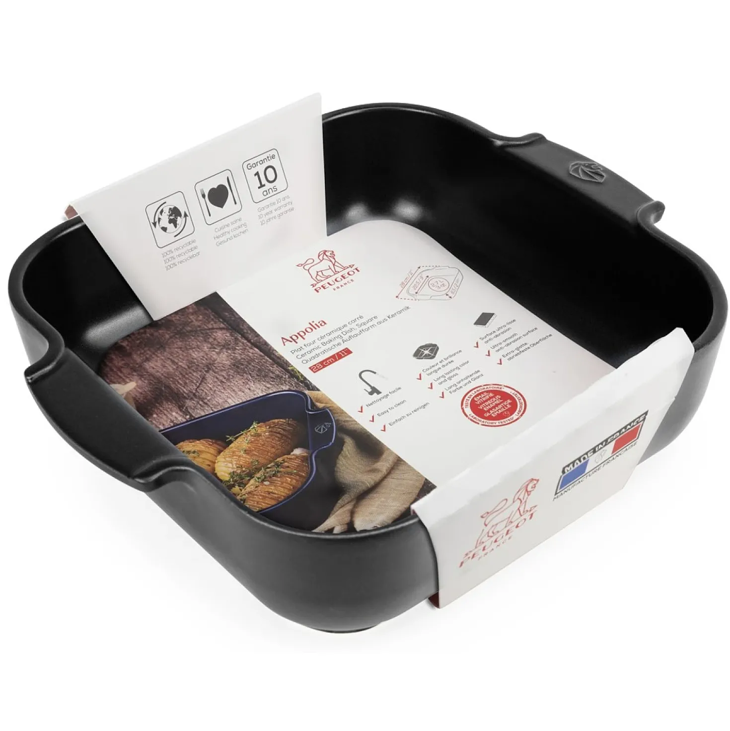 Peugeot Appolia Ovenschaal Vierkant 28 cm Zwart