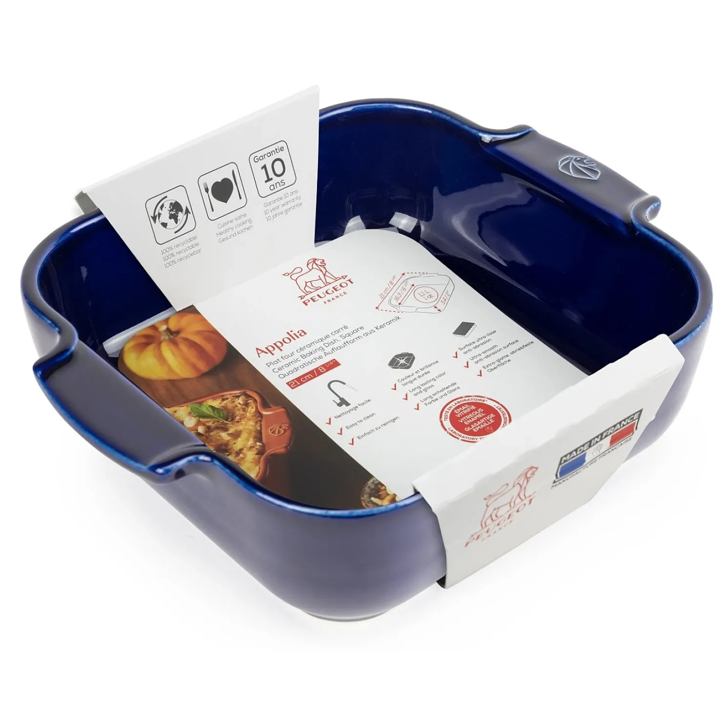 Peugeot Appolia Ovenschaal Vierkant 21 cm Blauw