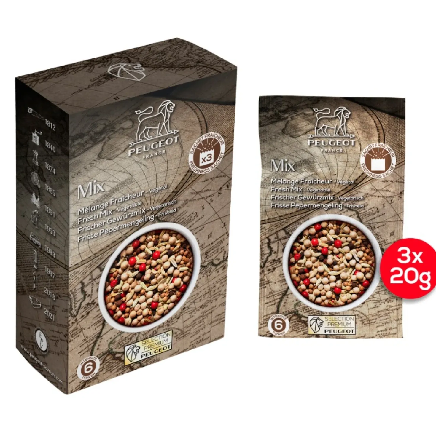 Peugeot Frisse Peperkorrels Mix (60 gram)