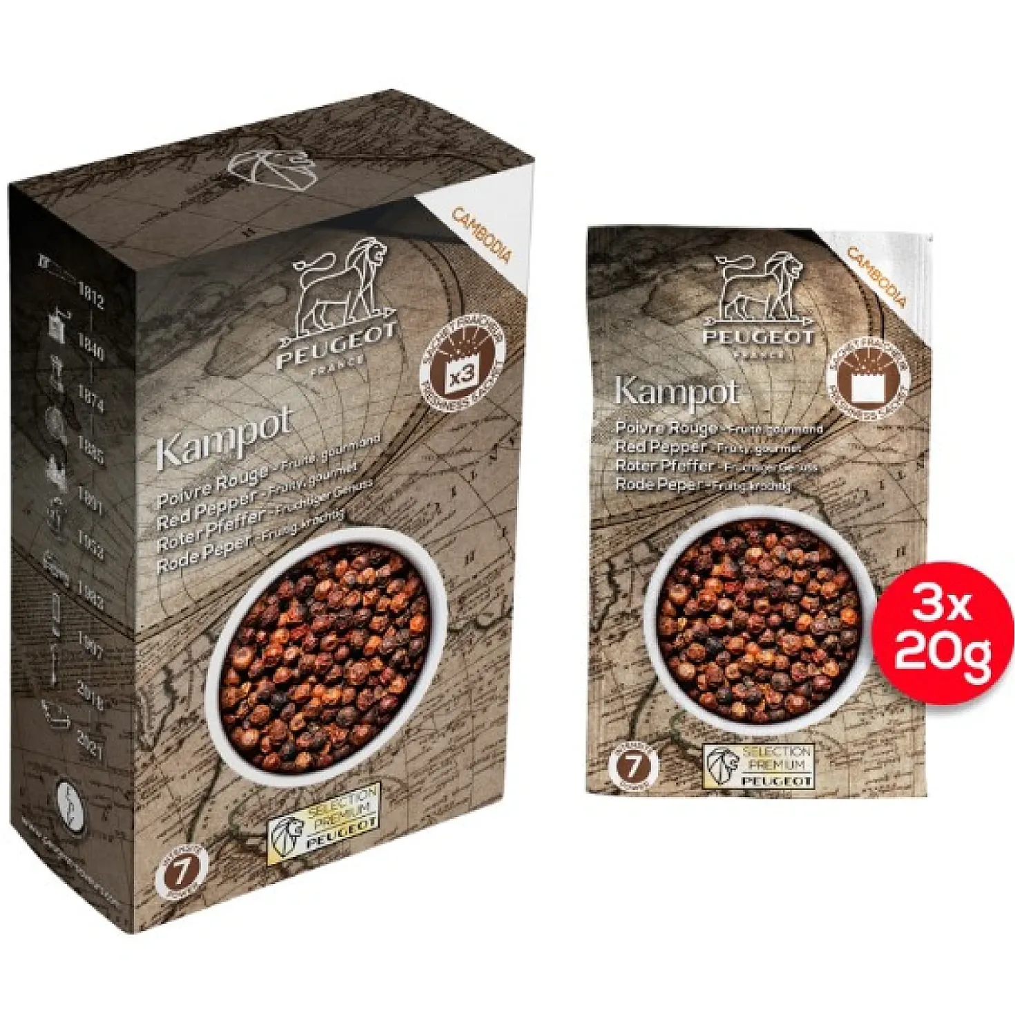 Peugeot Kampot Rode Peperkorrels (60 gram)
