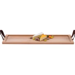Puur Hout Serveerplank Beuken Met Leren Handgrepen (69x19.5 cm)