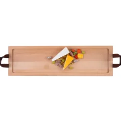 Puur Hout Serveerplank Beuken Met Leren Handgrepen (69x19.5 cm)
