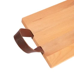 Puur Hout Serveerplank Beuken Met Leren Handgrepen (89x19.5 cm)