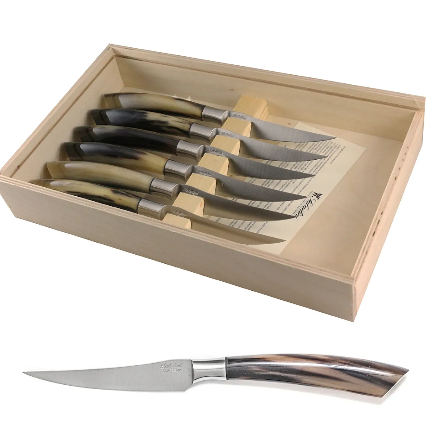 Saladini Steakmessen Ossenhoorn (6 stuks)