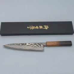 Shigeki Tanaka Ginsan Nickel Damast Oak Gyuto 21 cm