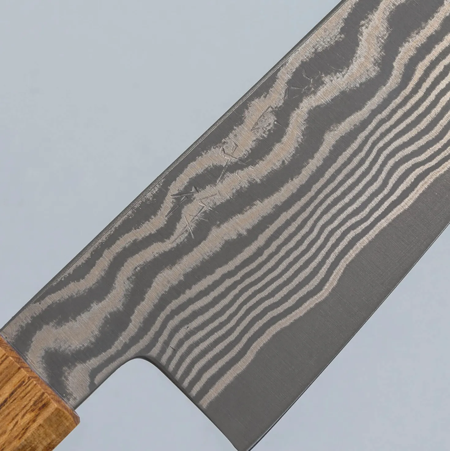 Shigeki Tanaka Ginsan Nickel Damast Oak Gyuto 21 cm