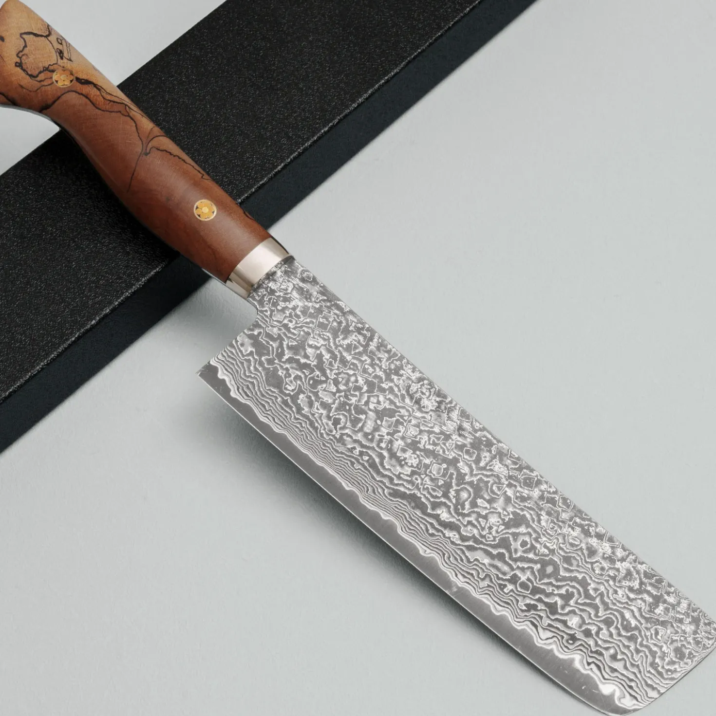 Shigeki Tanaka SG2 Damascus Spalted wood Nakiri
