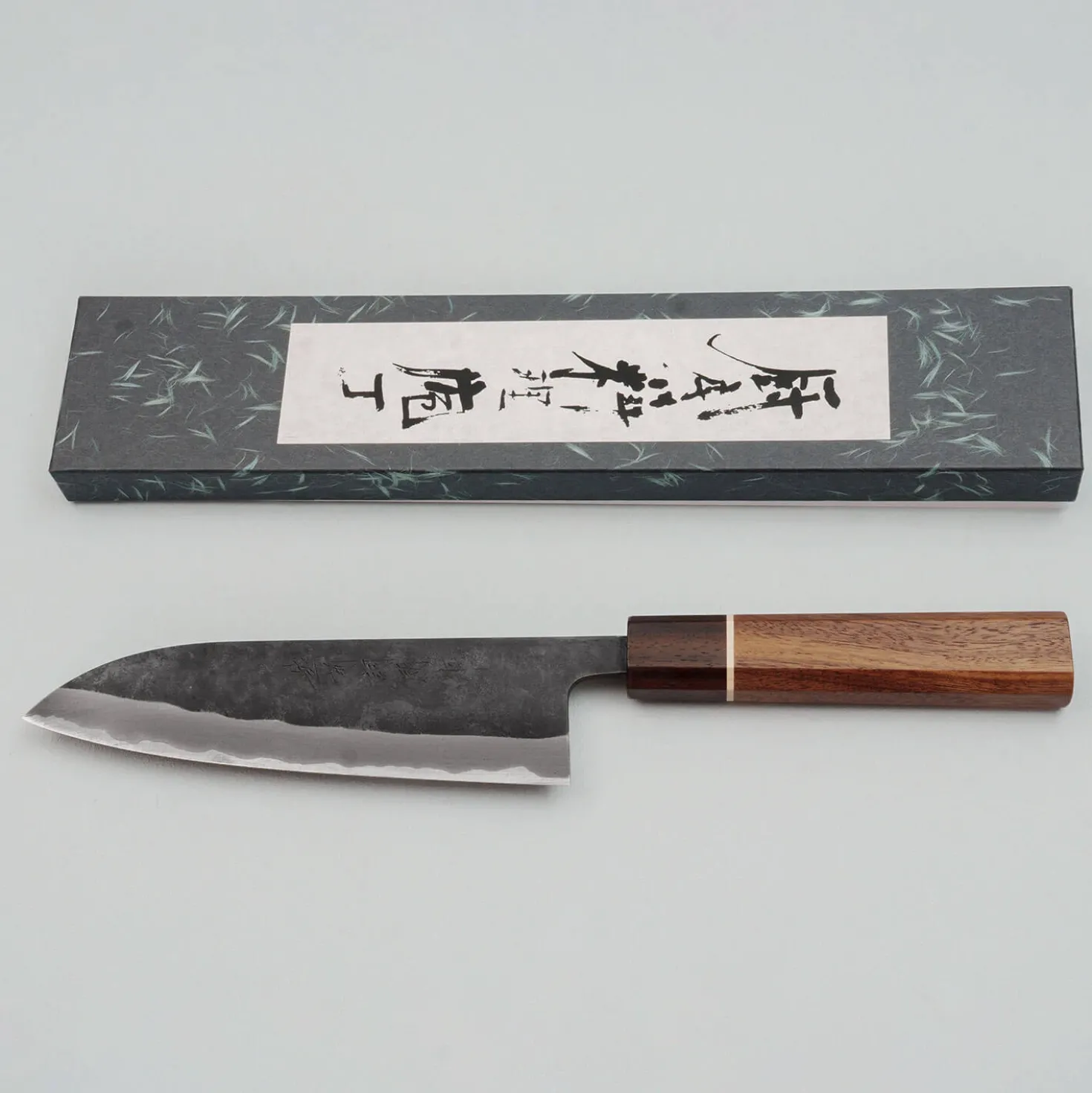 Shiro Kamo Aogami Super Kurouchi Walnut Ring Santoku 16.5 cm