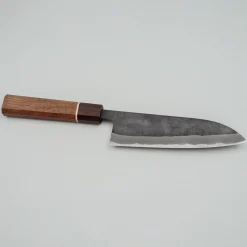 Shiro Kamo Aogami Super Kurouchi Walnut Ring Santoku 16.5 cm