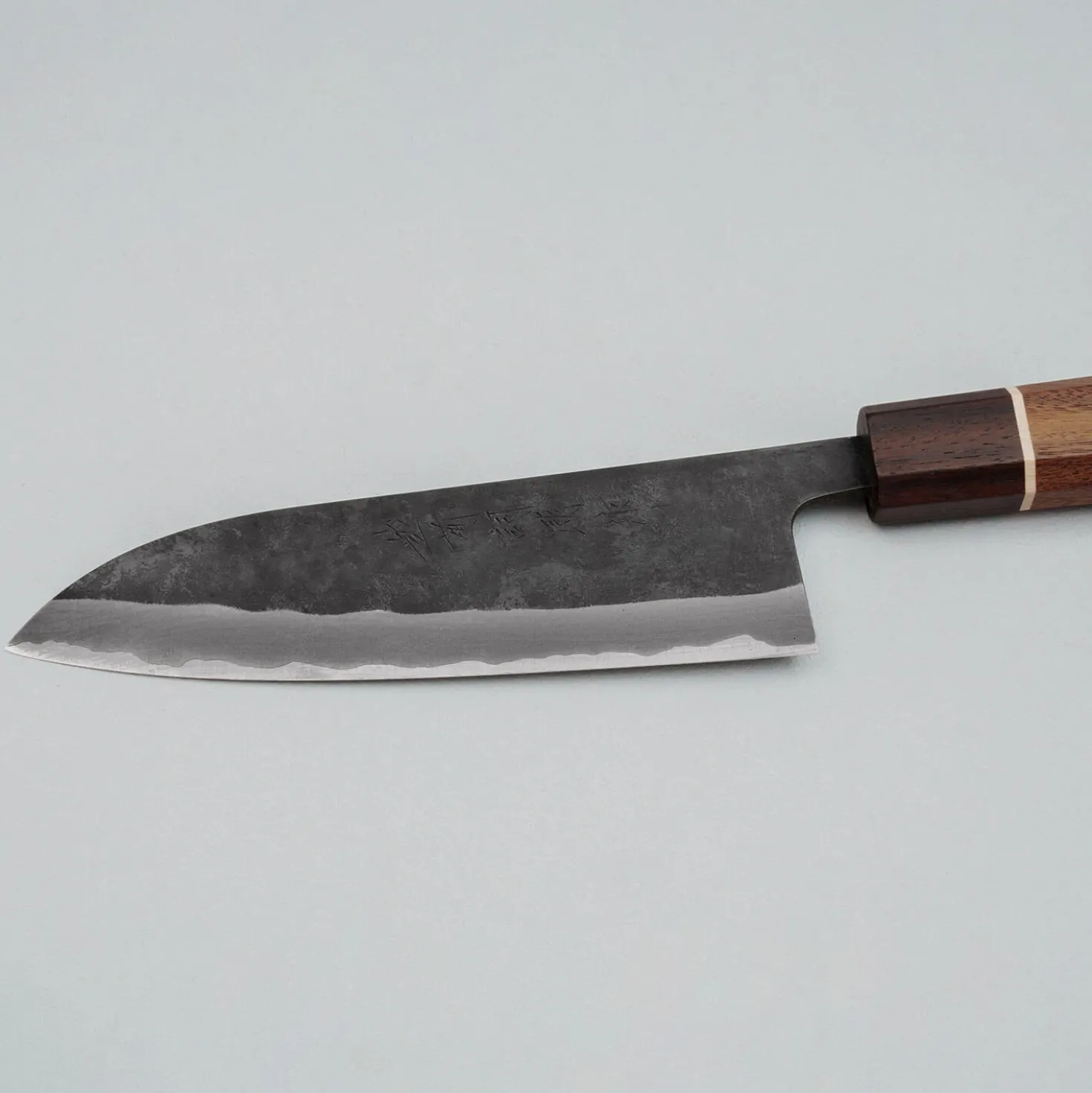Shiro Kamo Aogami Super Kurouchi Walnut Ring Santoku 16.5 cm