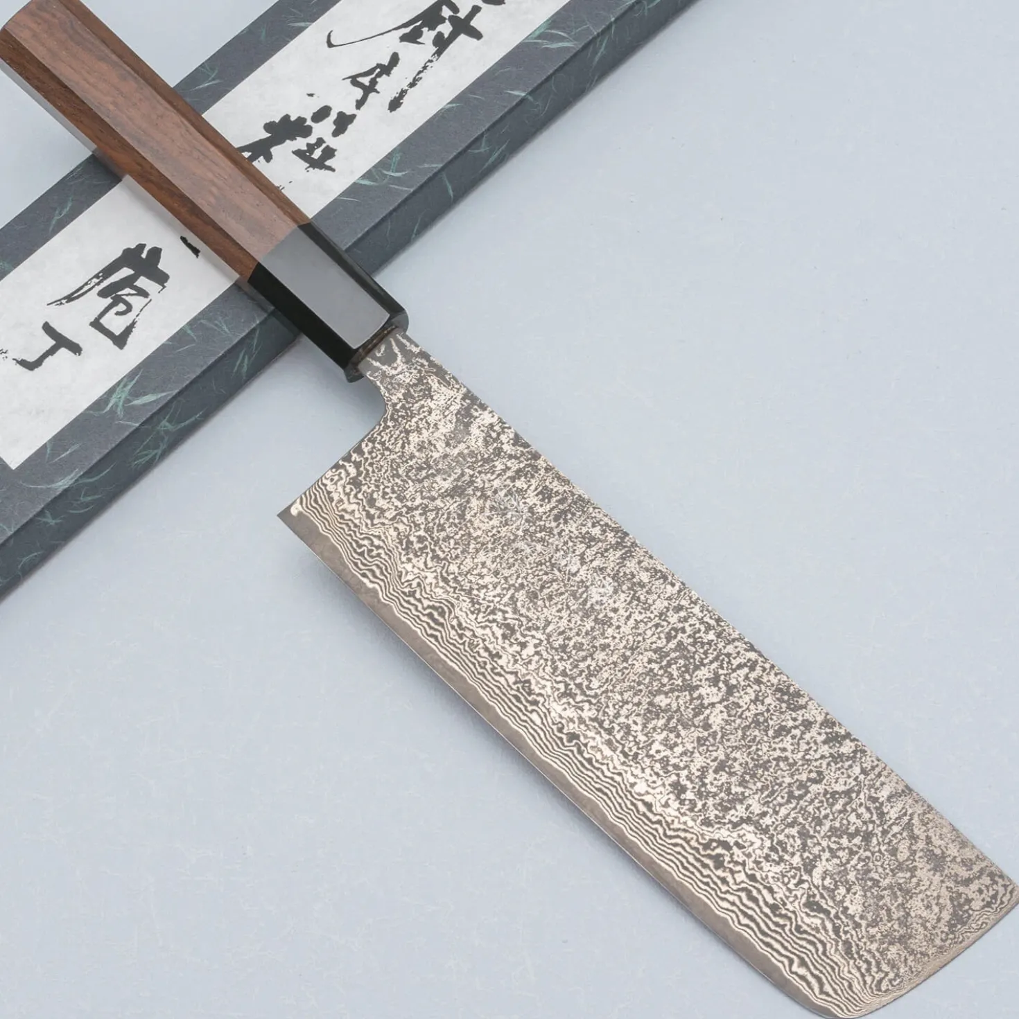 Shiro Kamo SG2 Damast Walnut Nakiri 18 cm