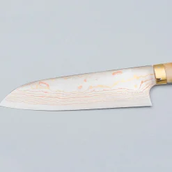 Takeshi Saji Aogami #2 Rainbow Cowhorn Santoku 18 cm