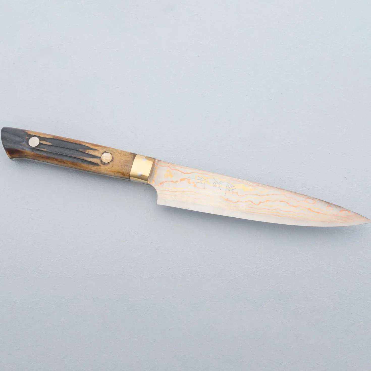 Takeshi Saji Aogami #2 Rainbow Cowhorn Petty 13 cm