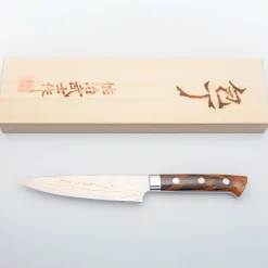 Takeshi Saji Aogami #2 Rainbow Ironwood Petty 13 cm