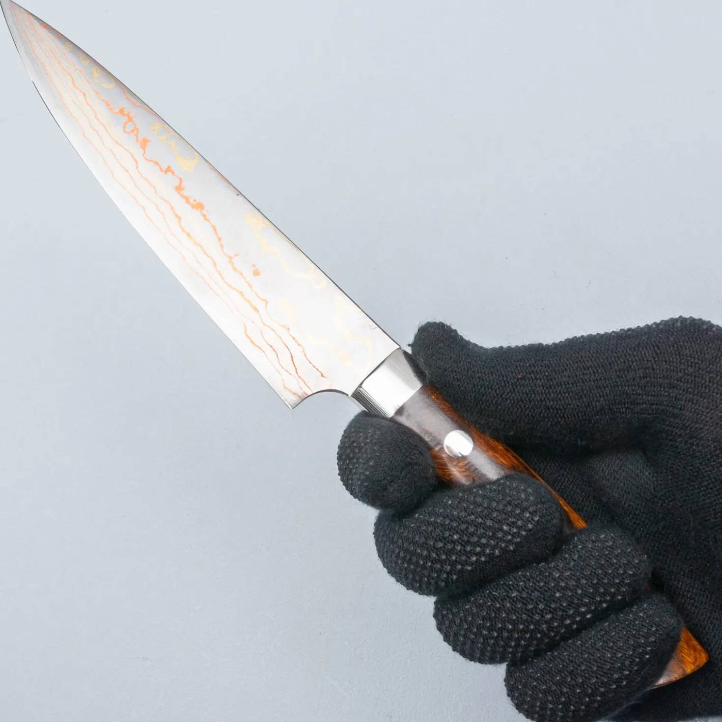 Takeshi Saji Aogami #2 Rainbow Ironwood Petty 13 cm