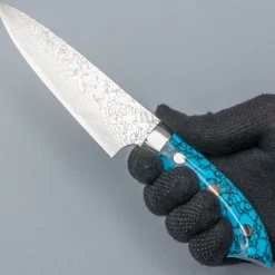 Takeshi Saji R2 Damast Turquiose Petty 13 cm