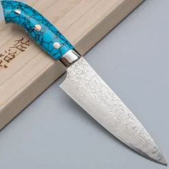 Takeshi Saji R2 Damast Turquiose Petty 13 cm