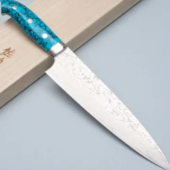 Takeshi Saji R2 Damast Turquiose Gyuto 21 cm