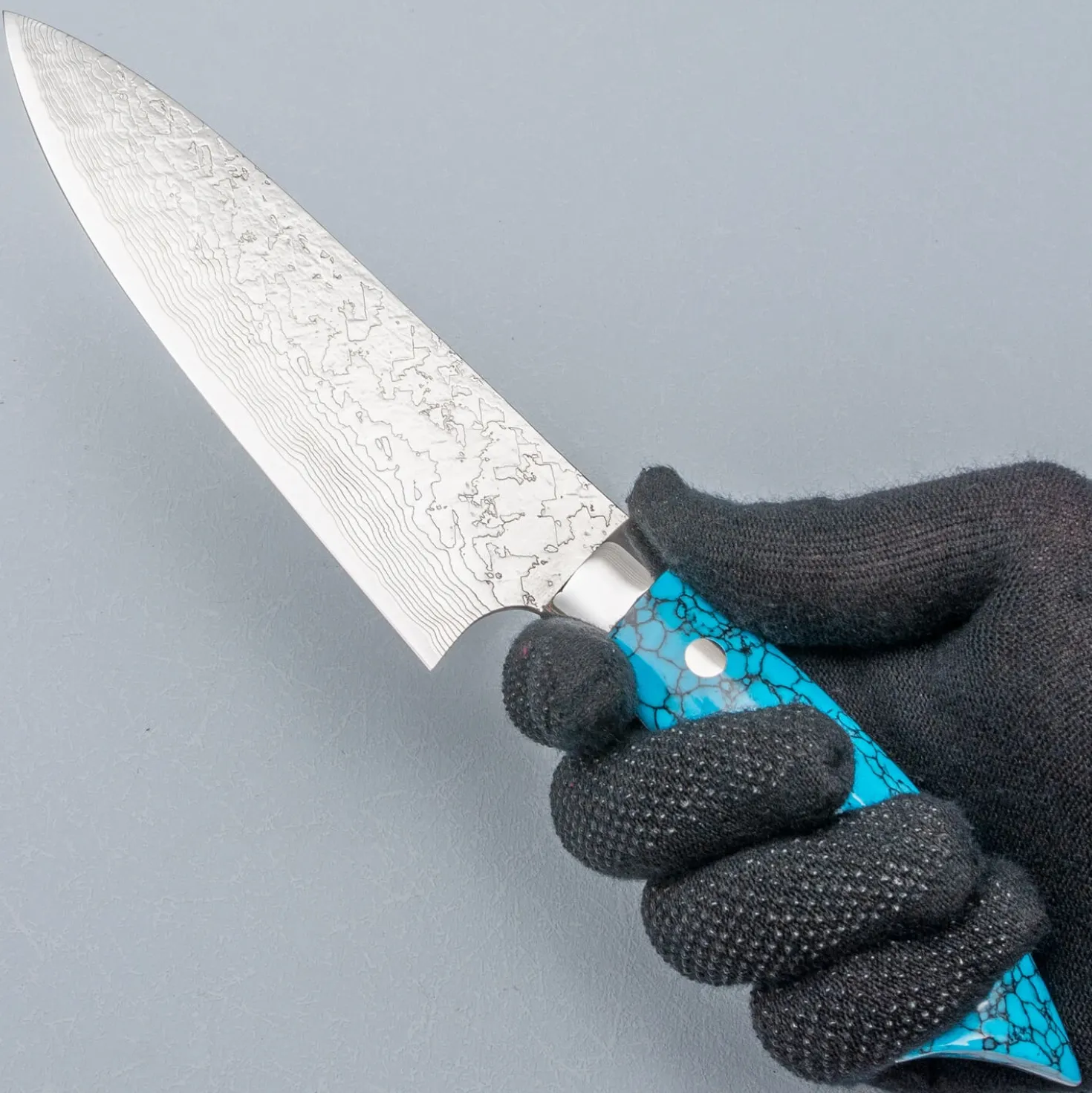 Takeshi Saji R2 Damast Turquiose Petty 15 cm