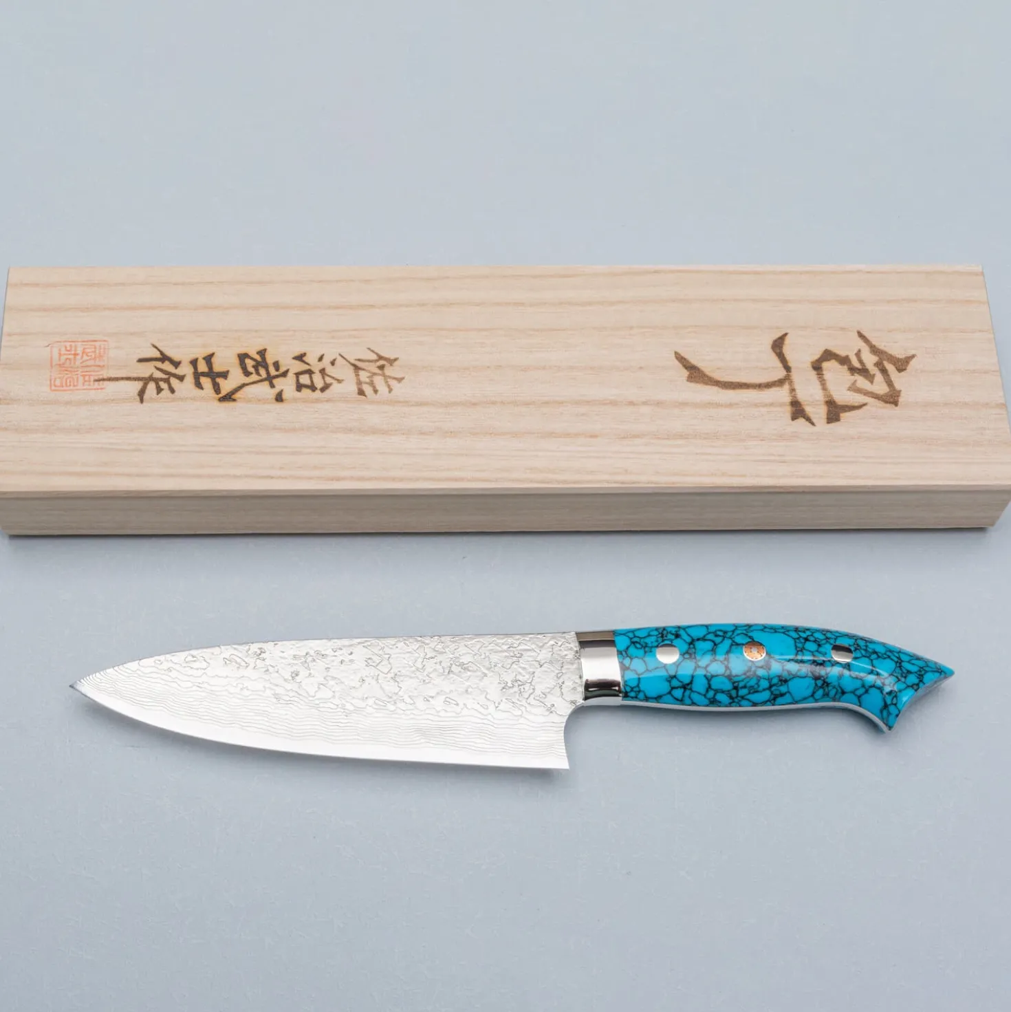 Takeshi Saji R2 Damast Turquiose Petty 15 cm