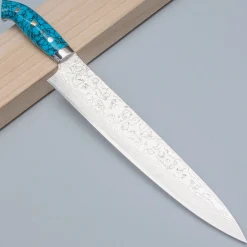 Takeshi Saji R2 Damast Turquiose Sujihiki 27 cm