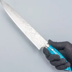 Takeshi Saji R2 Damast Turquiose Sujihiki 27 cm