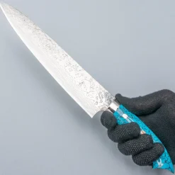 Takeshi Saji R2 Damast Turquiose Sujihiki 24 cm